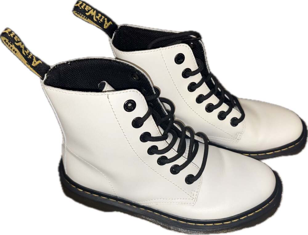 Dr. Martens Luana White Leather Combat Boots Size US 6